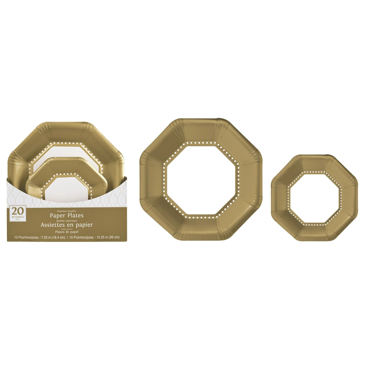 Gold Premium 10" Octagonal Paper Plates - 20 Pack