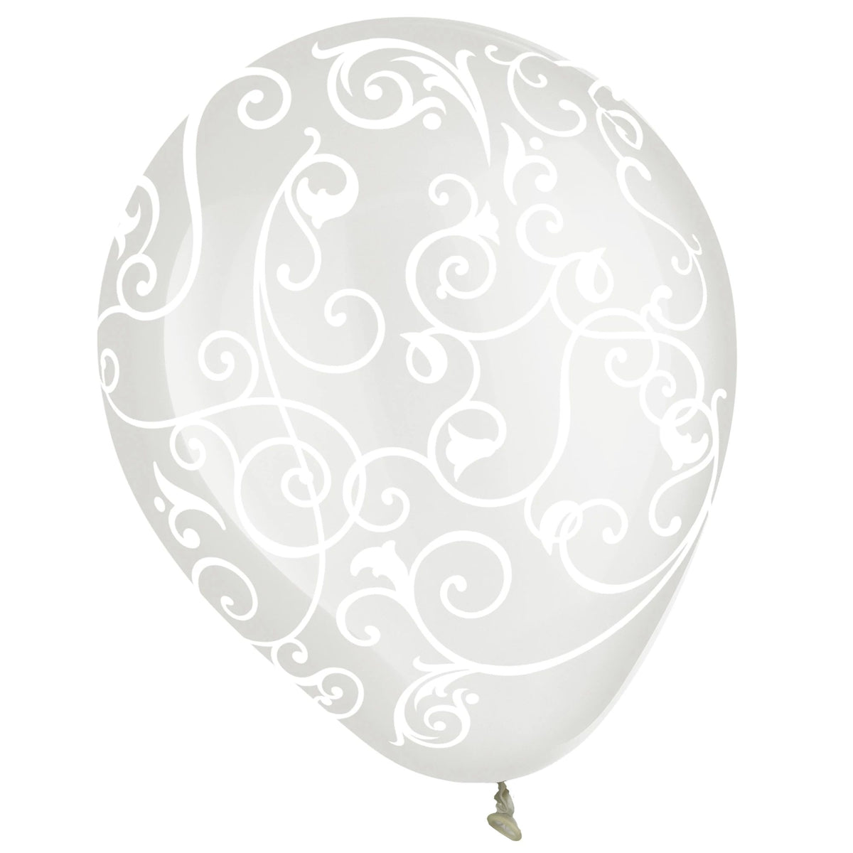 Elegant Scroll-Printed Clear Latex Balloons - 12" Bulk Pack
