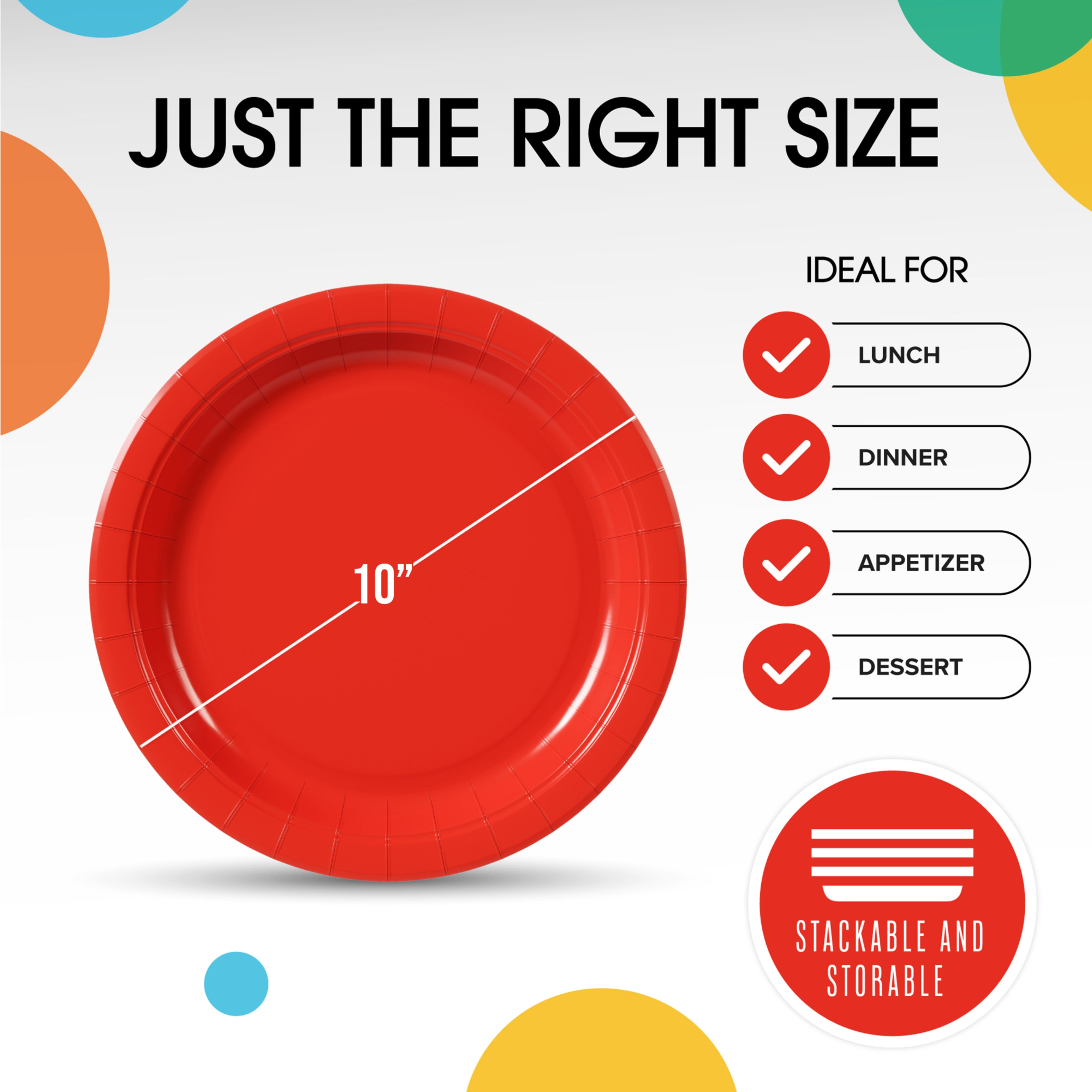 10"" Paper Plates 50 pack - Red Amscan
