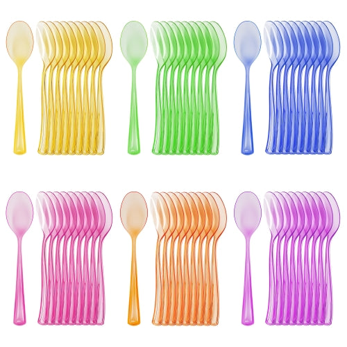 Heavy Duty Neon Plastic Spoons | 60 Count