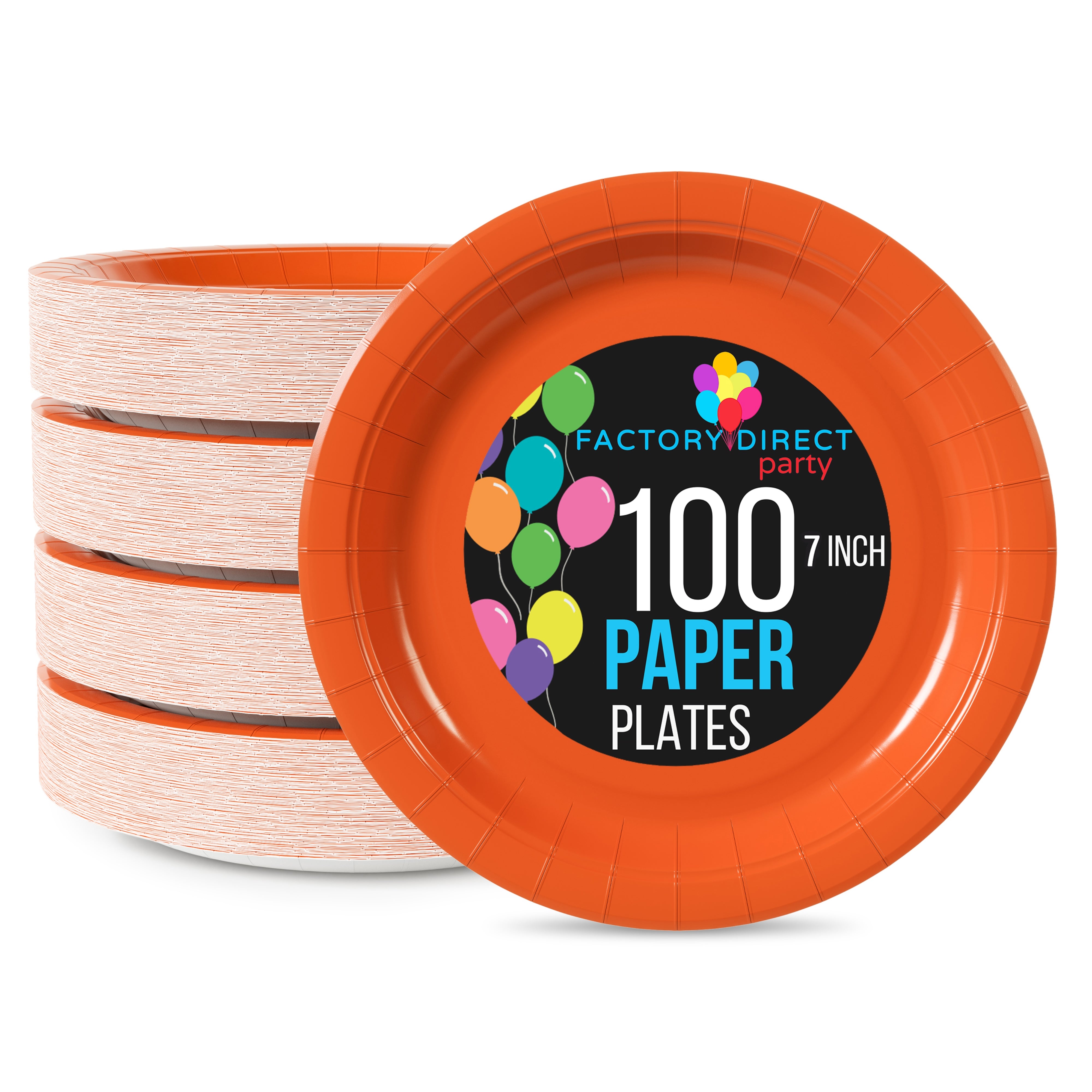 7 In. Orange Paper Plates | 100 Count