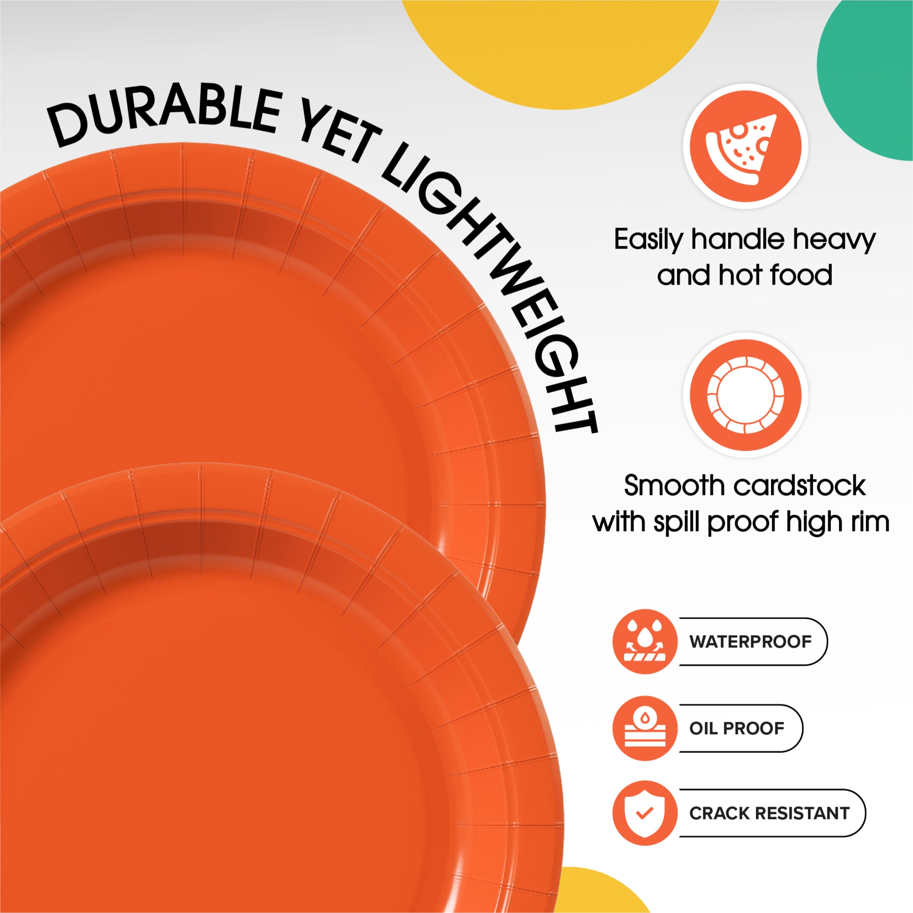 7 In. Orange Paper Plates | 100 Count