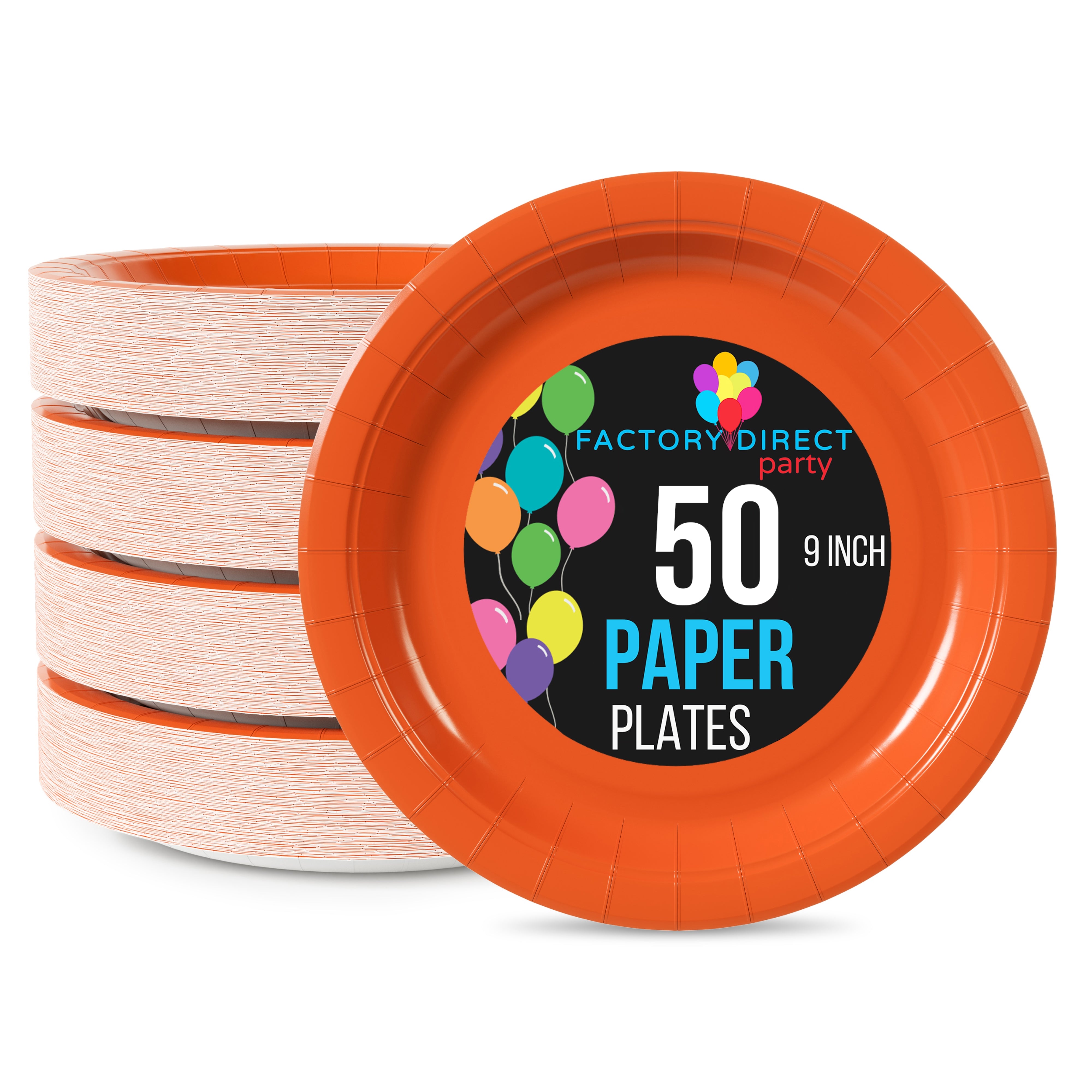 9 In. Orange Paper Plates - 50 Ct.