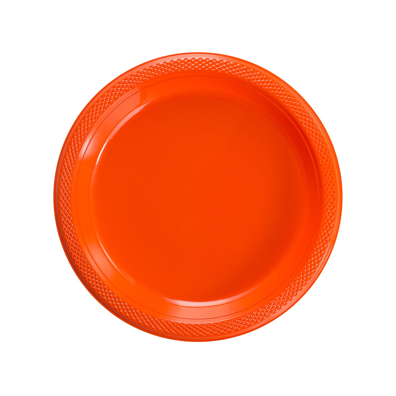 7 In. Orange Plastic Plates | 8 Count
