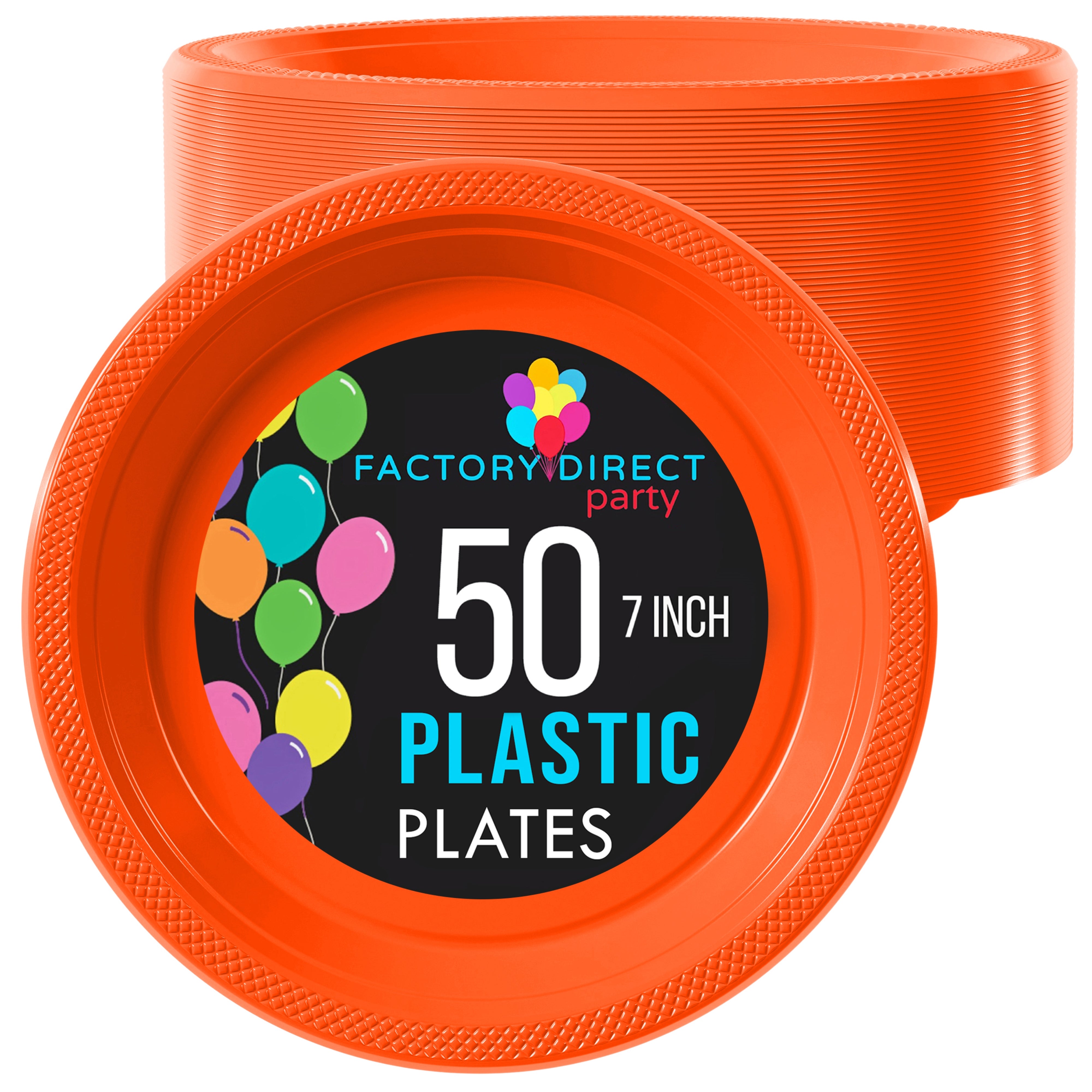 7 In. Orange Plastic Plates | 50 Count