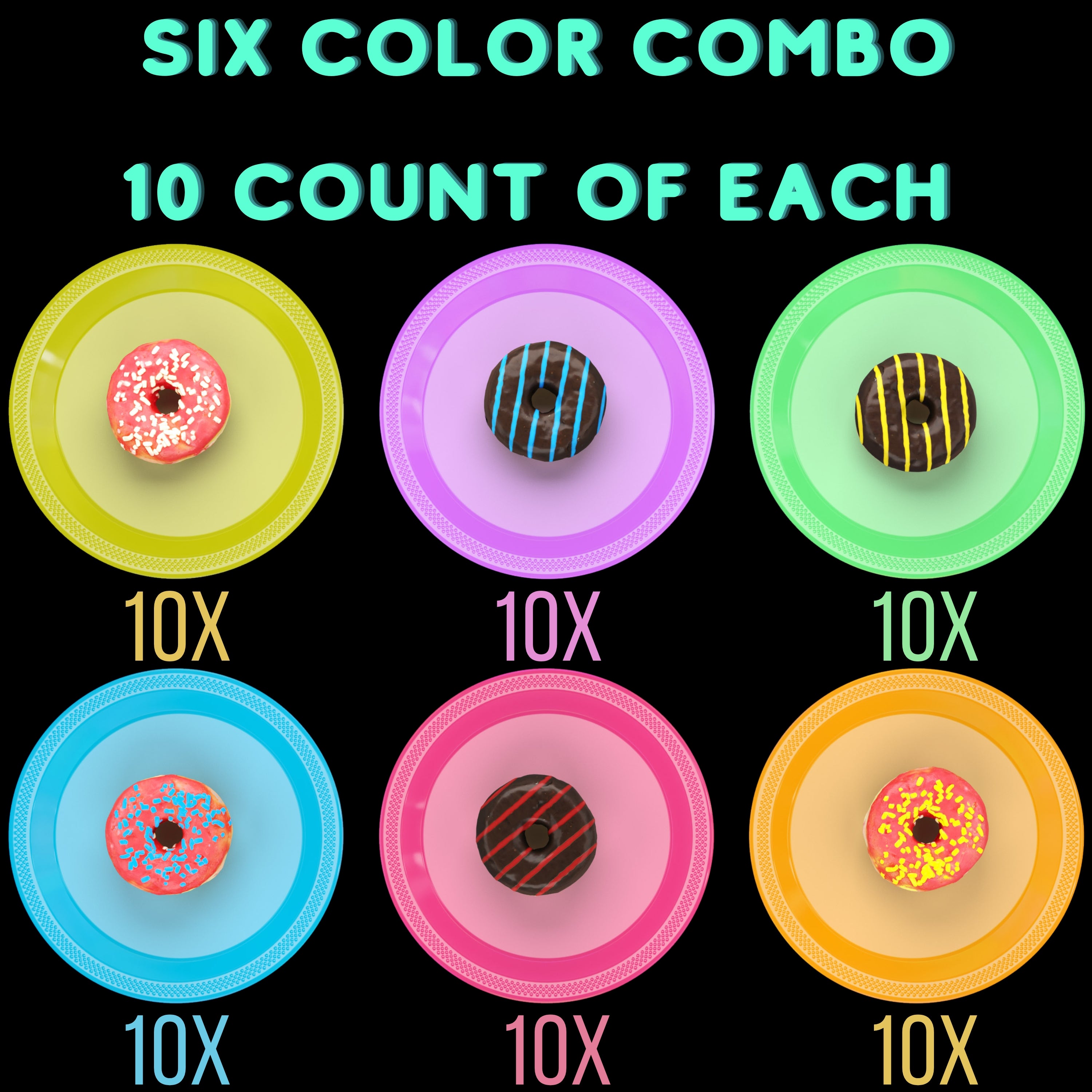 7 In. Neon Assorted Color Plastic Plates | 60 Count