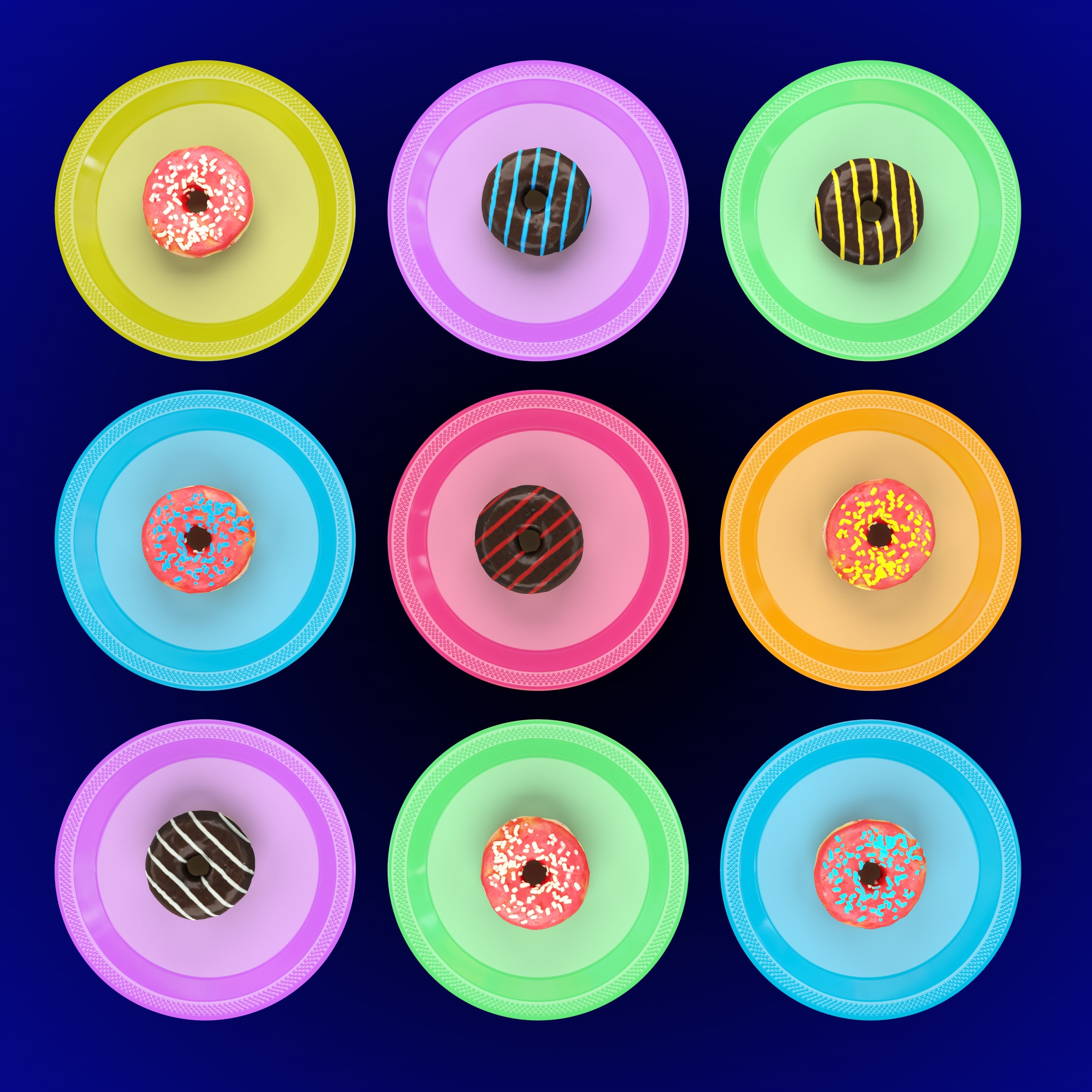 7 In. Neon Assorted Color Plastic Plates | 60 Count