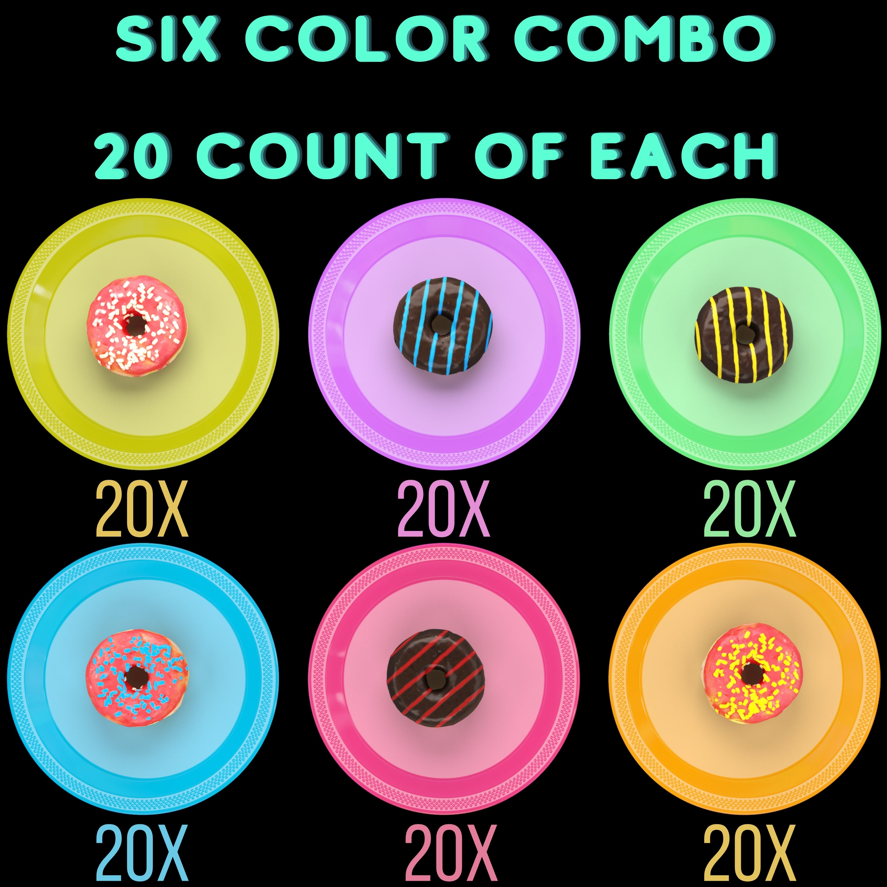 9 In. Neon Assorted Color Plastic Plates | 60 Count