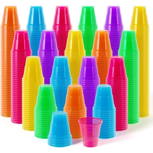 2 Oz. Neon Assorted Color Plastic Cups | 60 Count