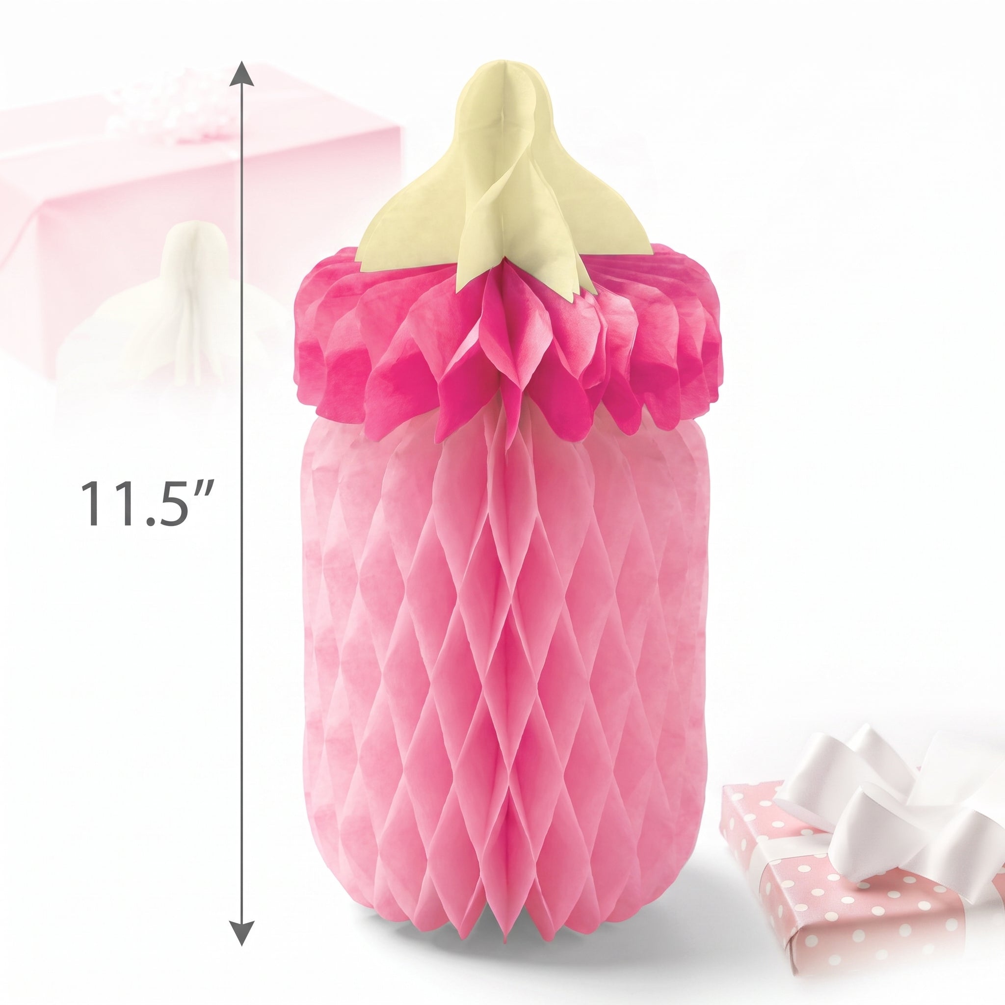 It's a Girl Baby Bottle Honeycomb Centerpiece Kit, 4-Pack