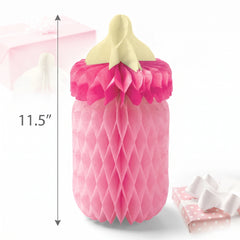It's a Girl Baby Bottle Honeycomb Centerpiece Kit, 4-Pack