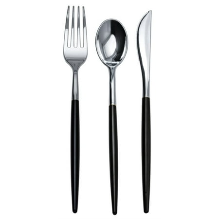 Trendables Cutlery Combo Black/Silver | 120 Count