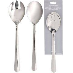 Elegant Silver Serving Spoon and Fork Set