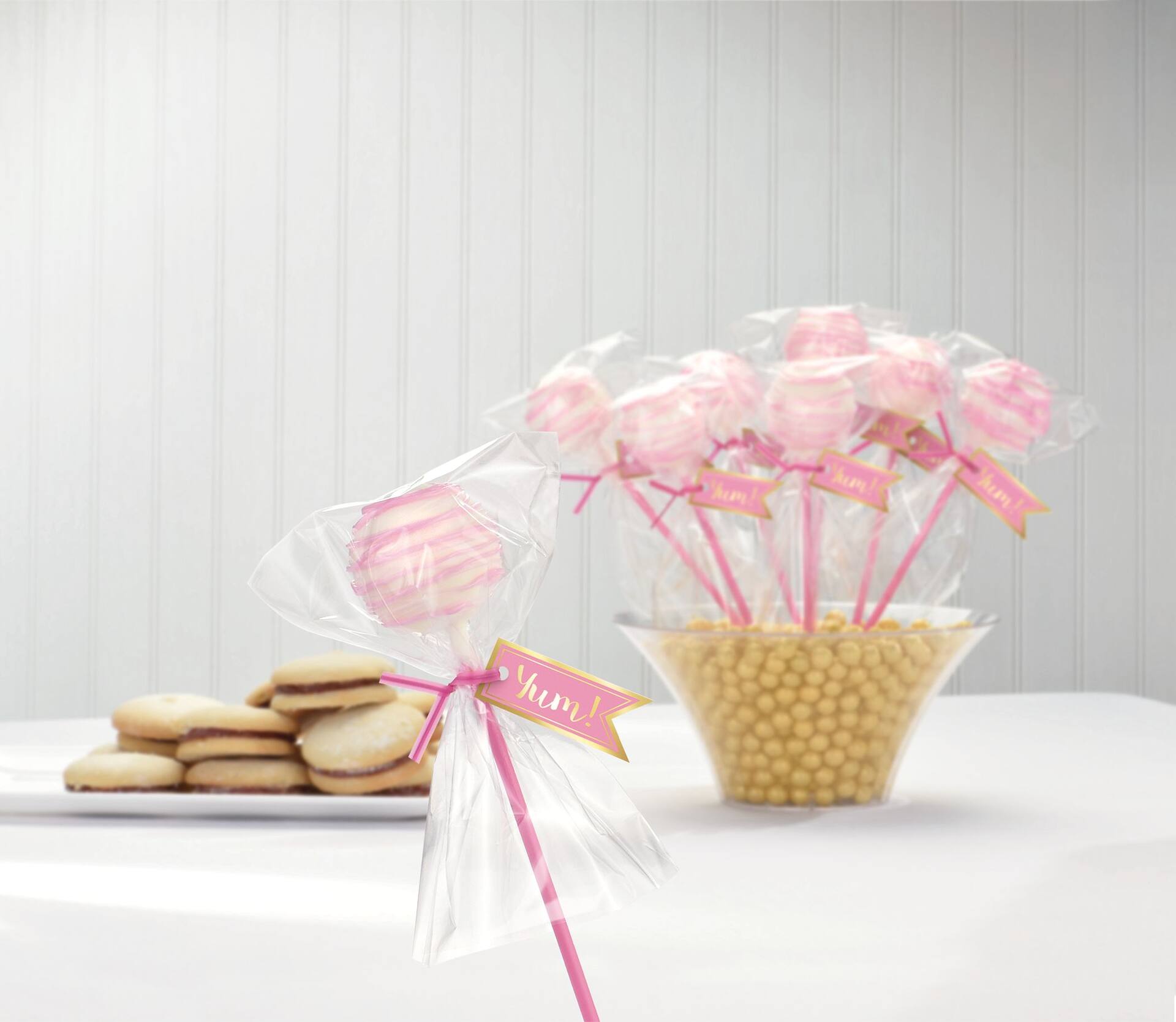 Pink Cake Pop Kit with Yummy Tags - 24 Count