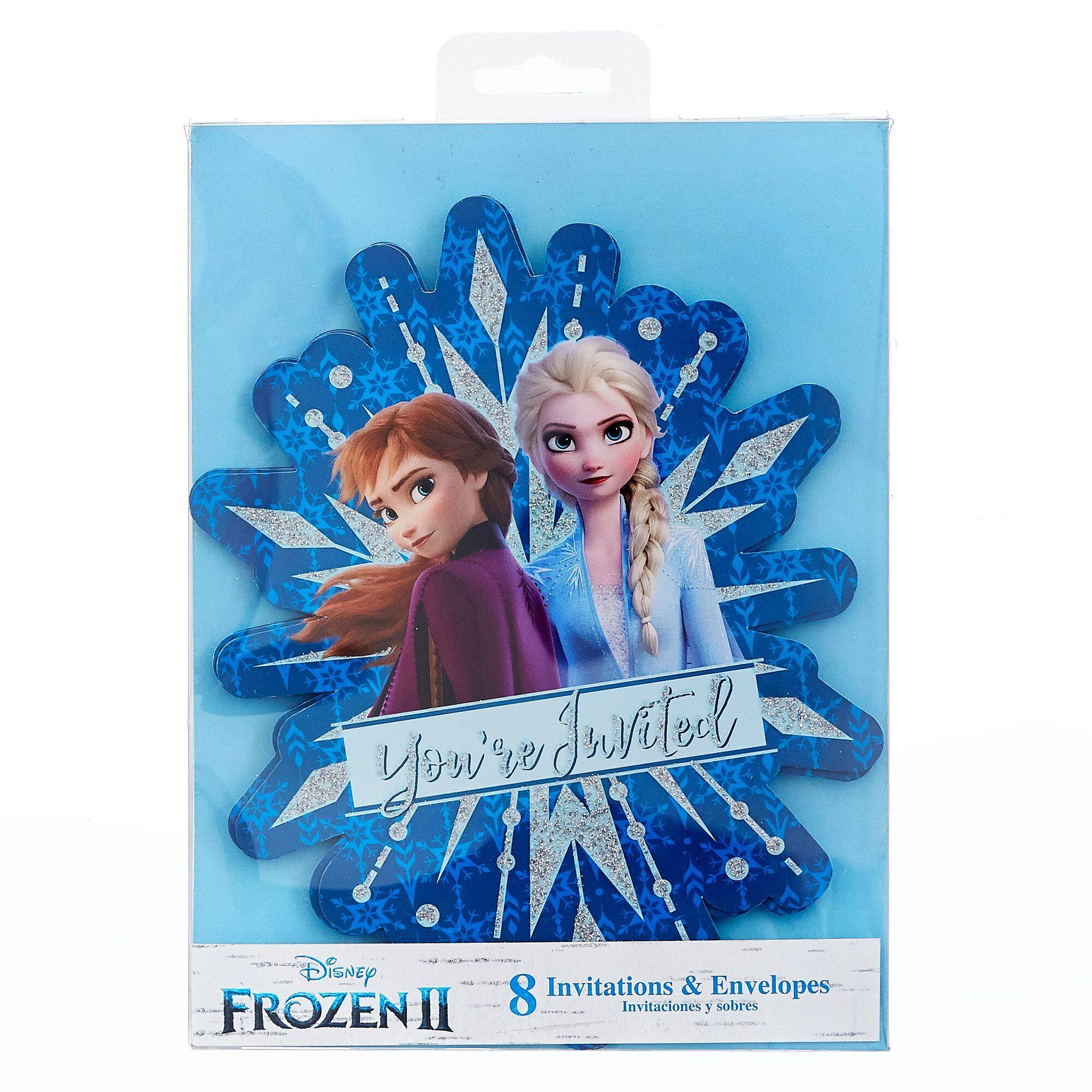 Disney Frozen 2 Anna & Elsa Snowflake Invitations with Envelopes, 8-Pack