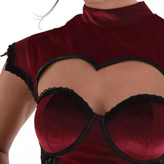 Women's Velvet Vampire Corset Top - Perfect for Halloween