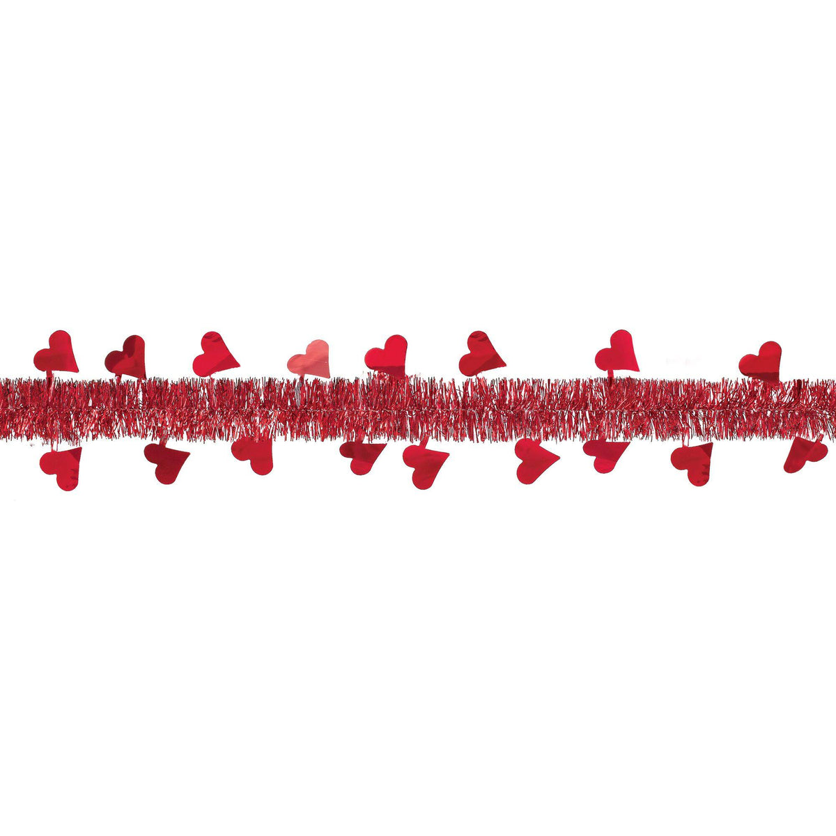 Valentine's Day Red Heart Tinsel Garland, 8-ft