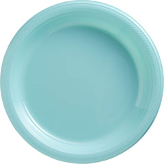 Robins Egg Blue 10.25" Round Plastic Dinner Plates - 50 Pack