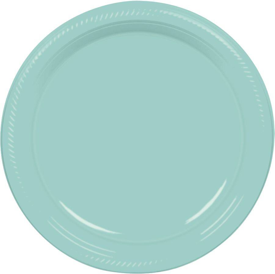 Robins Egg Blue 10.25" Round Plastic Dinner Plates - 50 Pack