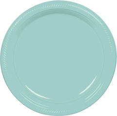 Robins Egg Blue 10.25" Round Plastic Dinner Plates - 50 Pack