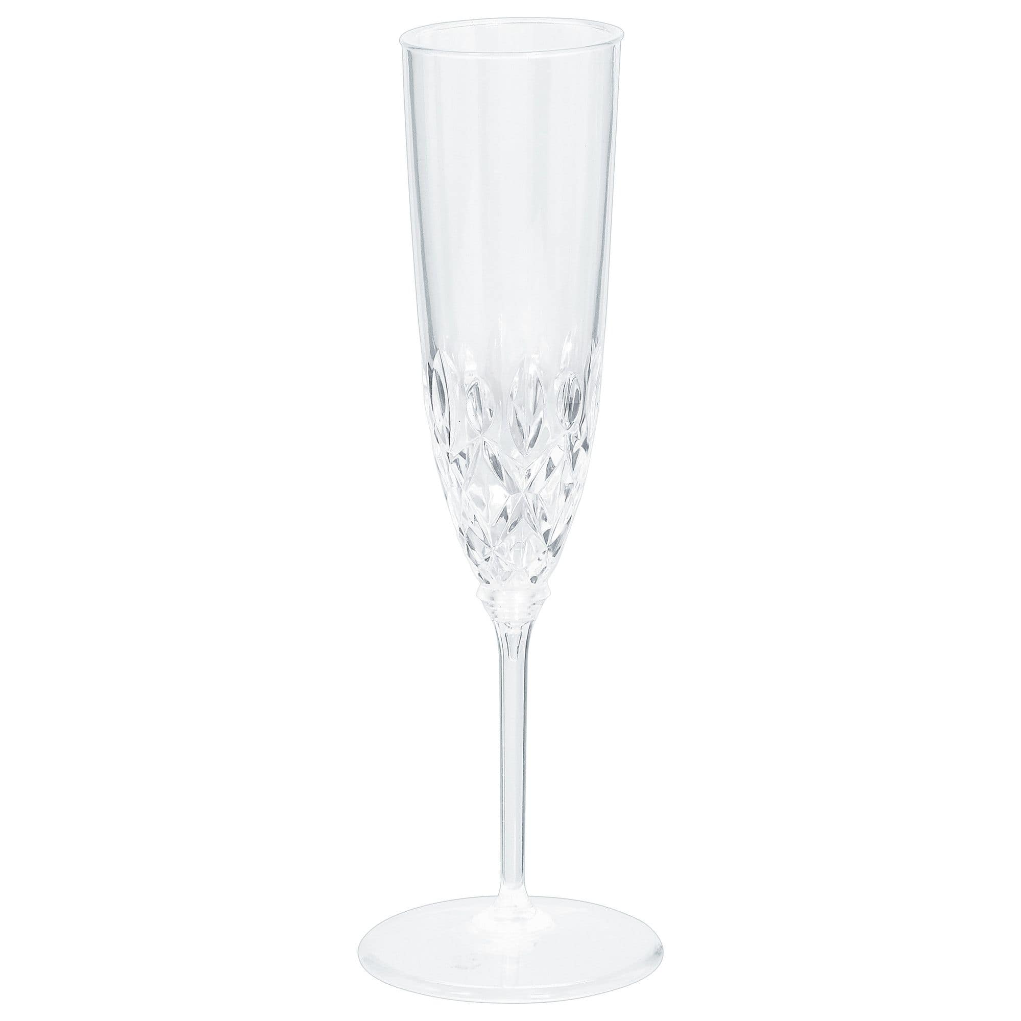 Premium Crystal-Cut Clear Plastic Champagne Flutes, 4.5 oz, 20-Pack
