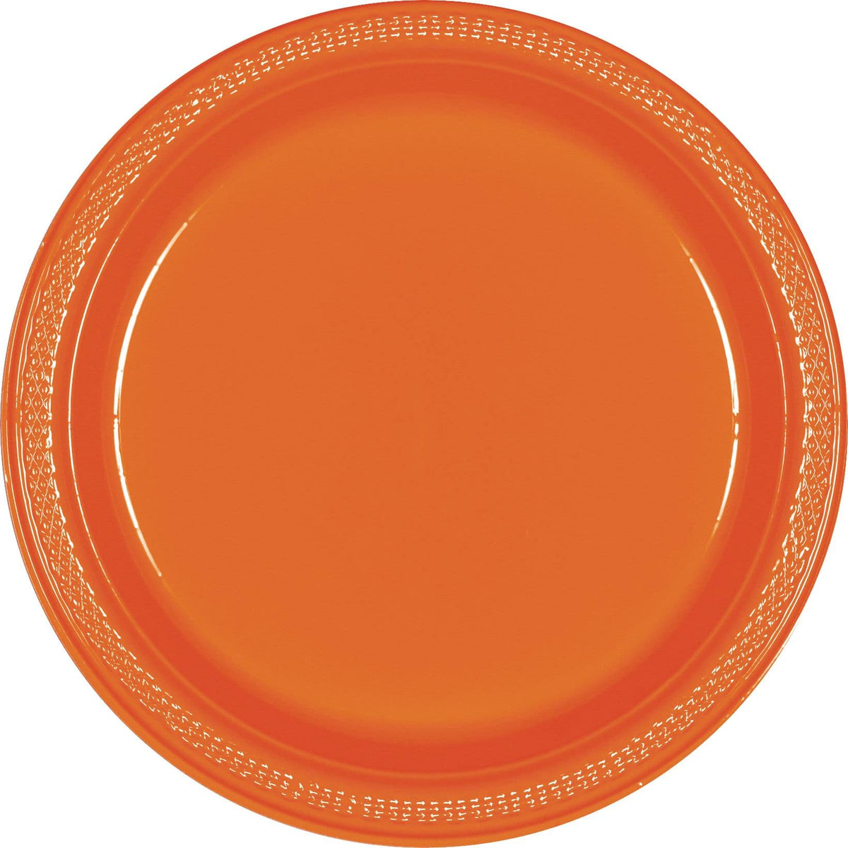 Vibrant Orange 7" Round Plastic Dessert Plates - 20 Pack