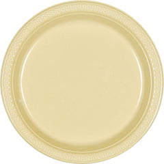 Vanilla 7" Round Plastic Dessert Plates - 20 Pack