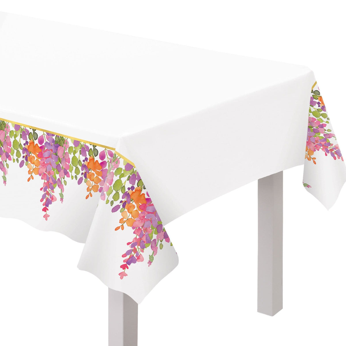 Romantic Floral Plastic Table Cover - 54"x84" for Weddings & Showers