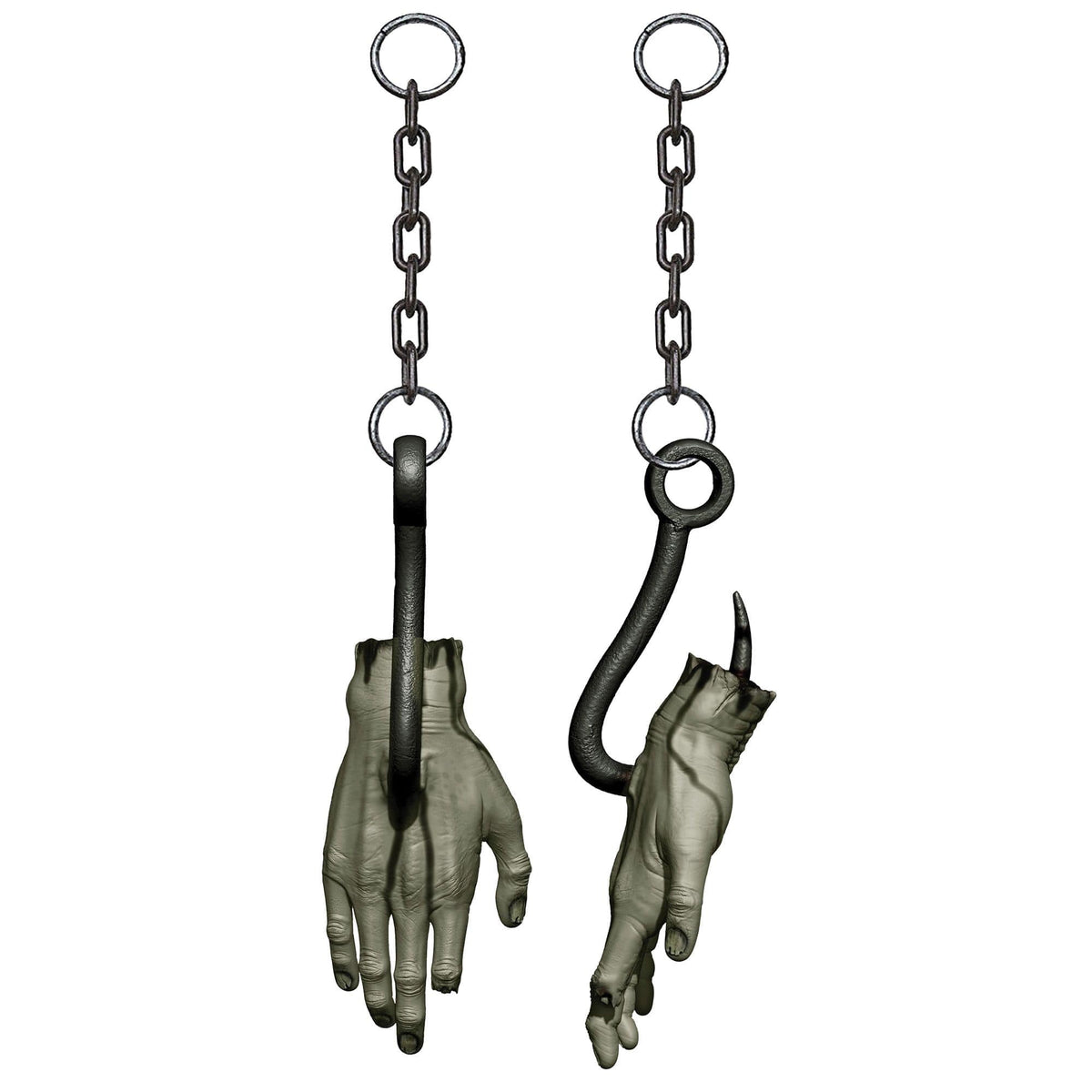 Hanging Bloody Zombie Hands with Hooks ‚Äì 12.5" Halloween Decoration