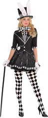 Women's Dark Mad Hatter Halloween Costume with Hat and Tights