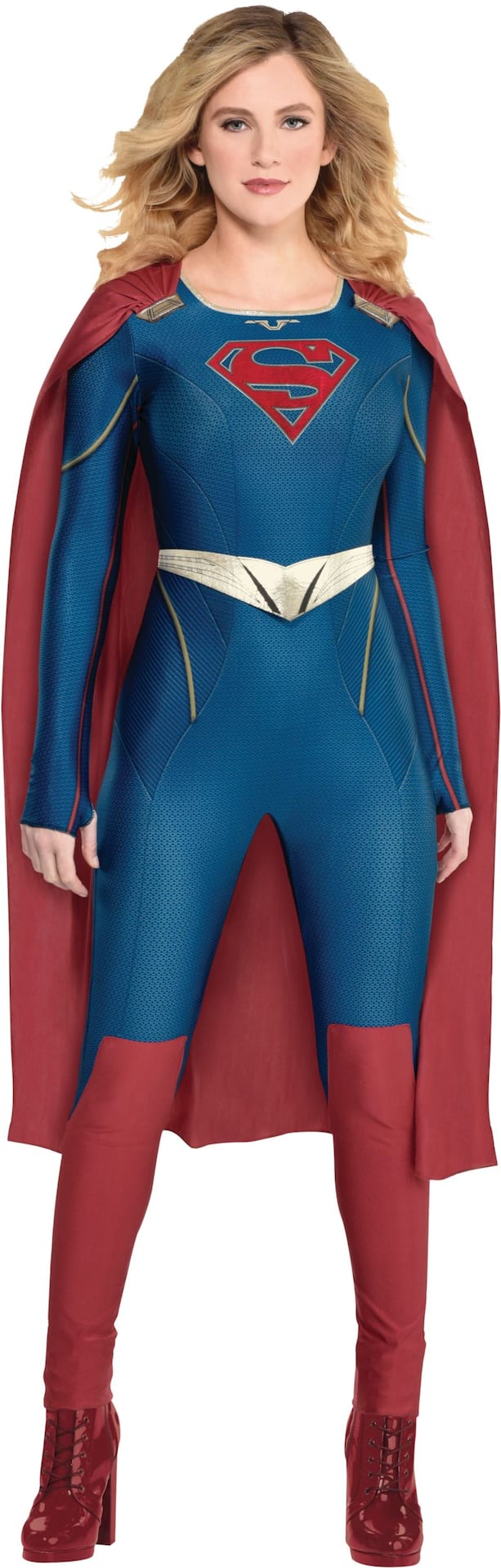 Women's DC Supergirl Halloween Costume Jumpsuit with Cape