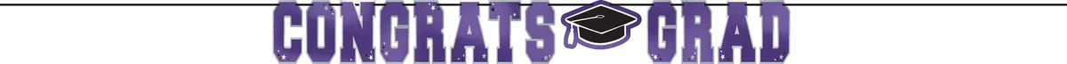 "Congrats Grad" Purple Letter Banner for Graduation - 12-ft