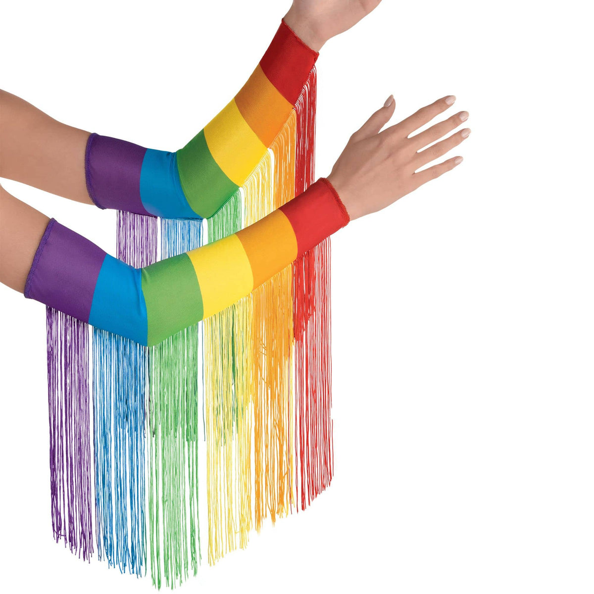 Vibrant Pride Rainbow Fringe Arm Sleeves