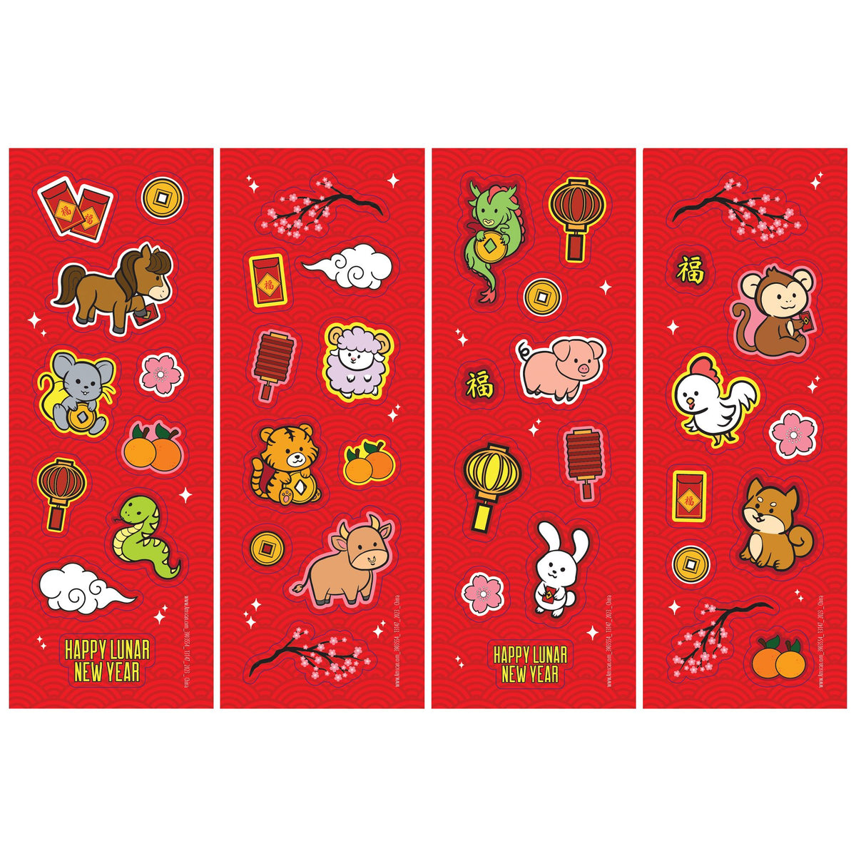 Lunar New Year Zodiac Stickers - 36 Pack