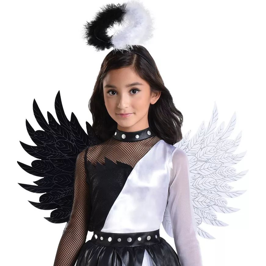 Twisted Angel Girl's Halloween Costume with Wings & Halo