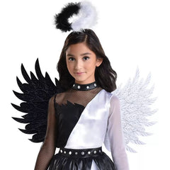 Twisted Angel Girl's Halloween Costume with Wings & Halo