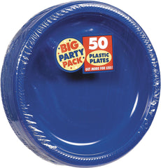 Royal Blue Big Party Pack Plastic Dinner Plates, 10.25-Inch, 50-Pack