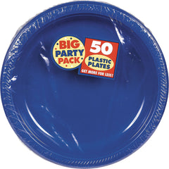 Royal Blue Big Party Pack Plastic Dinner Plates, 10.25-Inch, 50-Pack