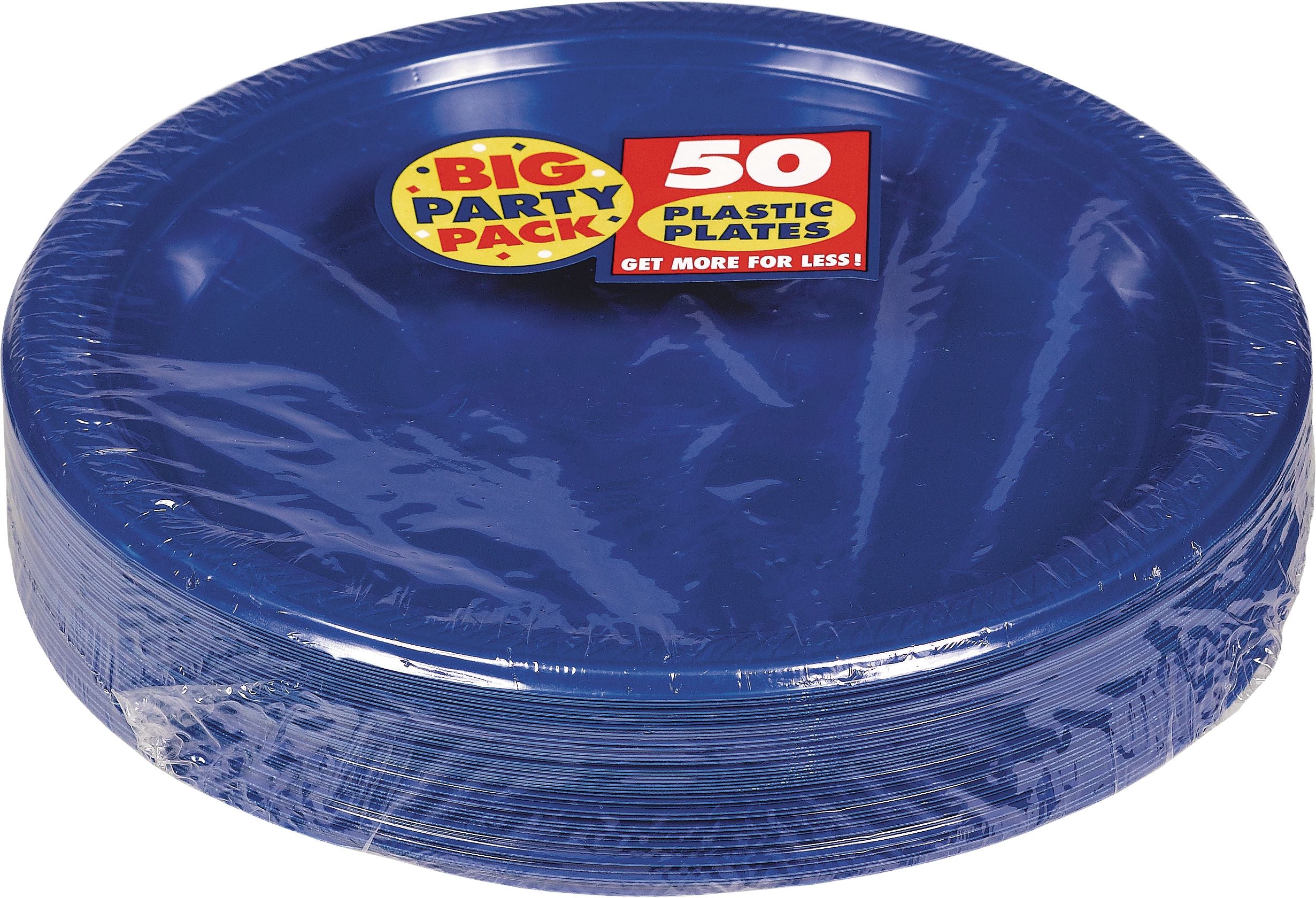 Royal Blue Big Party Pack Plastic Dinner Plates, 10.25-Inch, 50-Pack