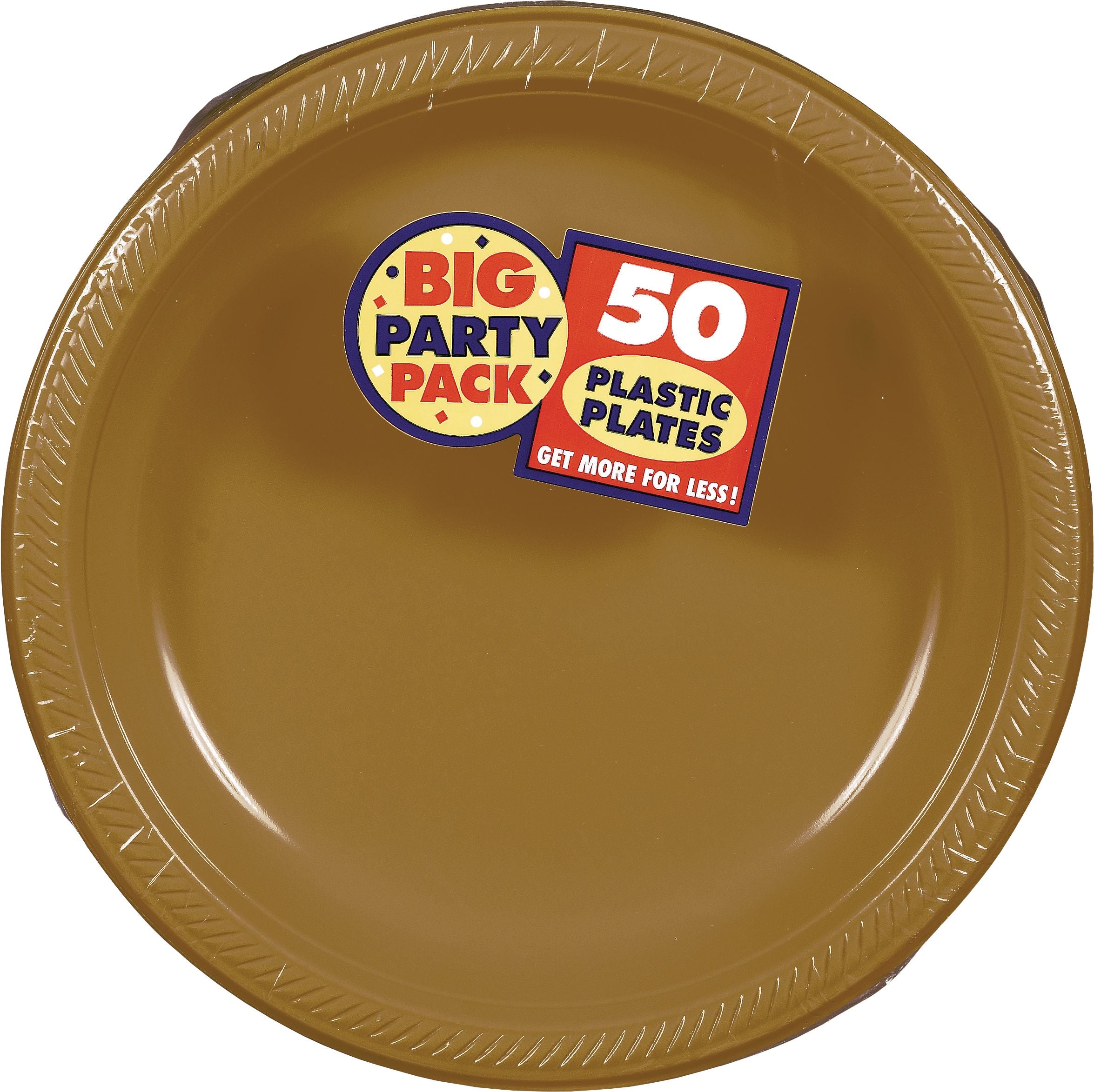 Gold 10.25" Plastic Dinner Plates - 50 Pack