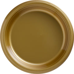 Gold 10.25" Plastic Dinner Plates - 50 Pack