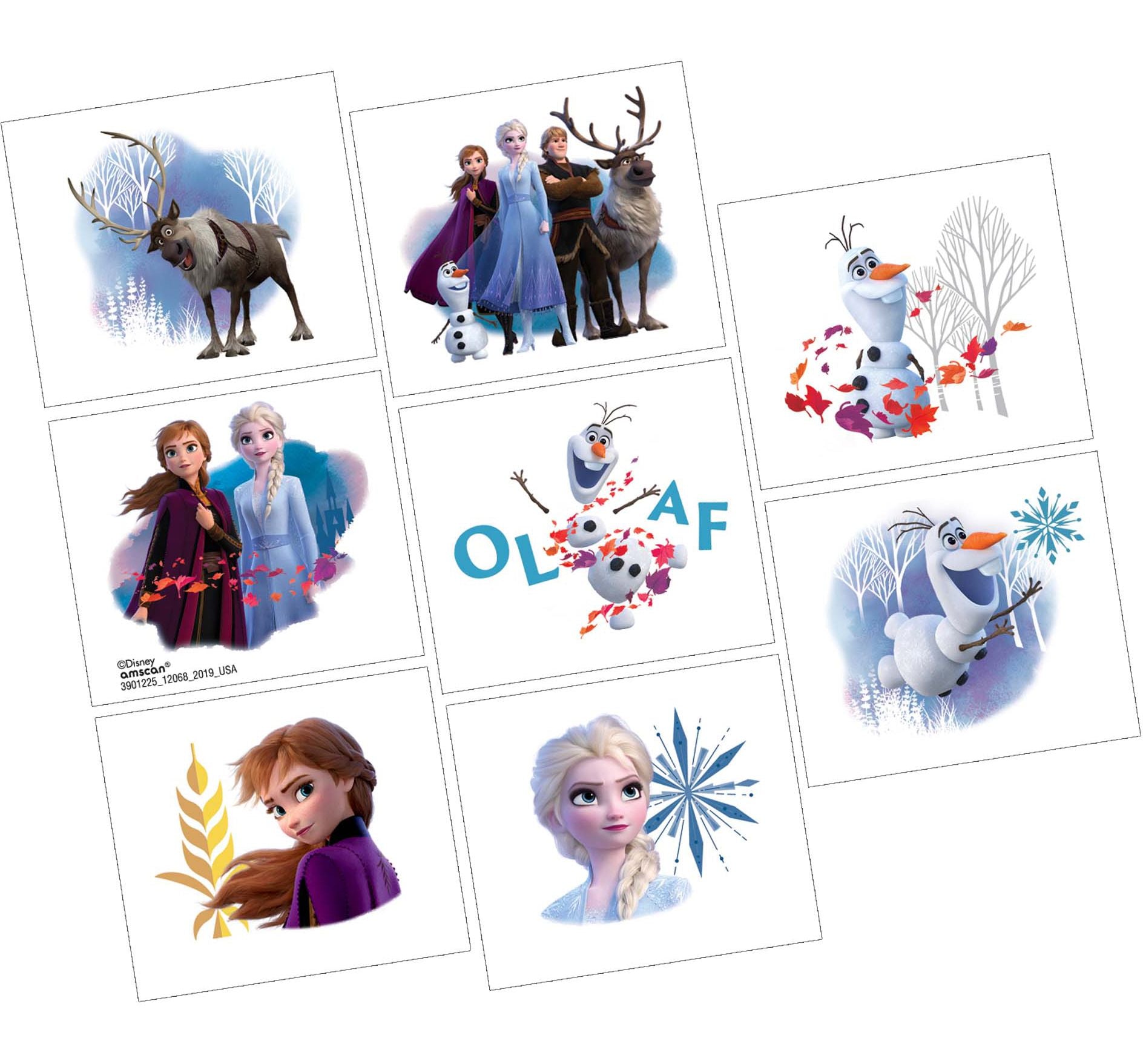 Disney Frozen 2 Temporary Tattoo Pack ‚Äì Anna, Elsa & Olaf Party Favors
