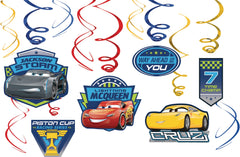 Disney Cars 3 Swirl Birthday Decorations - 12 Piece Set