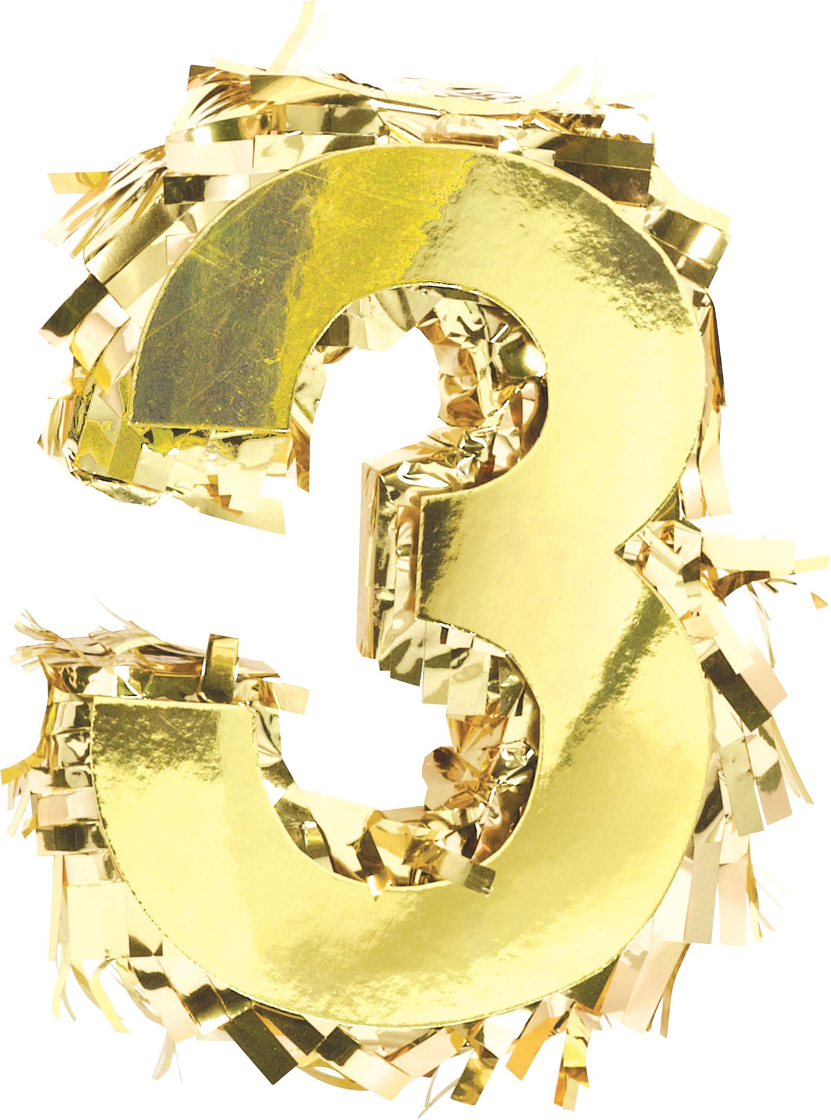 Metallic Gold Number 3 Mini Piñata Decoration, 6-Inch