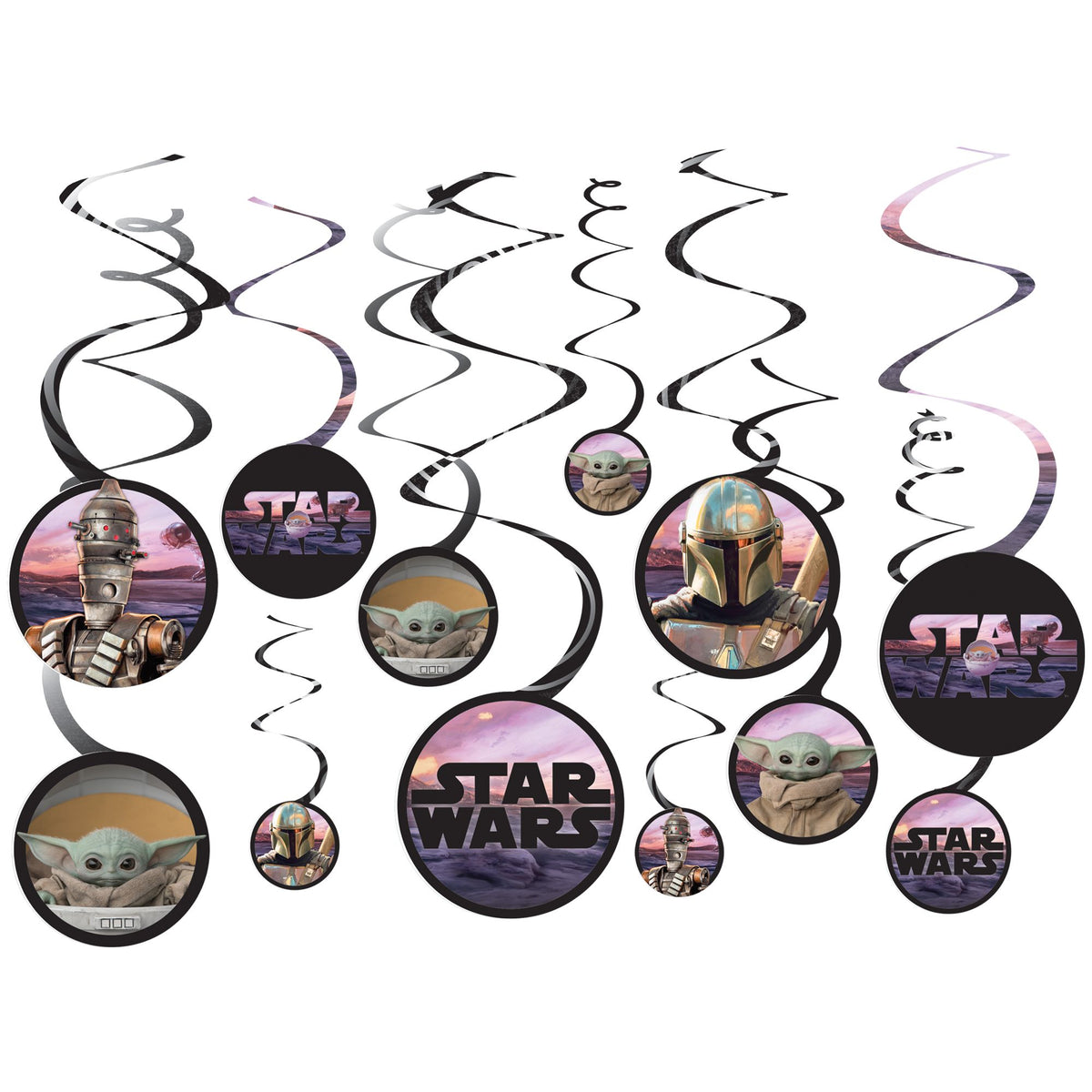 Star Wars Mandalorian Spiral Decorations - 12 Pack