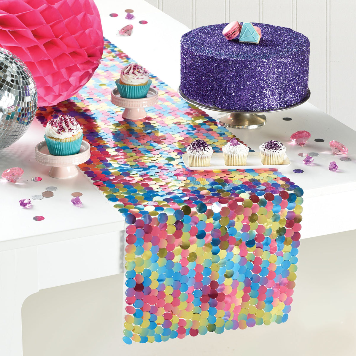 Sparkling Sequin Table Runner ‚Äì Multicolored, Reusable, 13" x 6'
