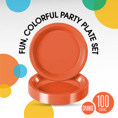 Little Gym - 7 In. Orange Plastic Plates | 100 Count