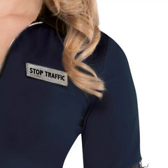 Women's Commanding Officer Cop Costume - Navy Blue Jumpsuit with Hat