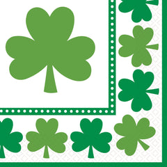 Lucky Shamrocks St. Patrick's Day Beverage Napkins - 16 Pack