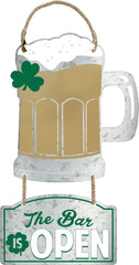 "The Bar is Open" St. Patrick's Day Metal Hanging Sign